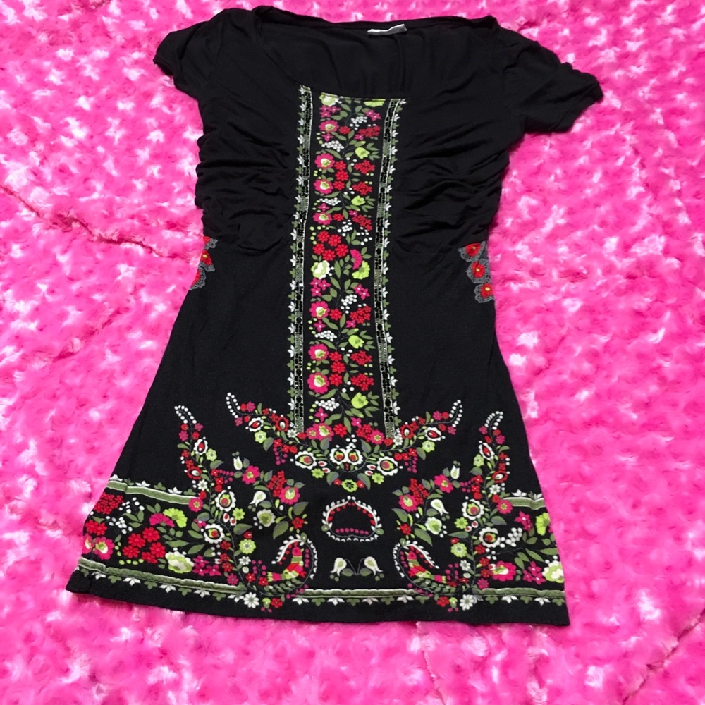 Floral Free People flowers black shirt